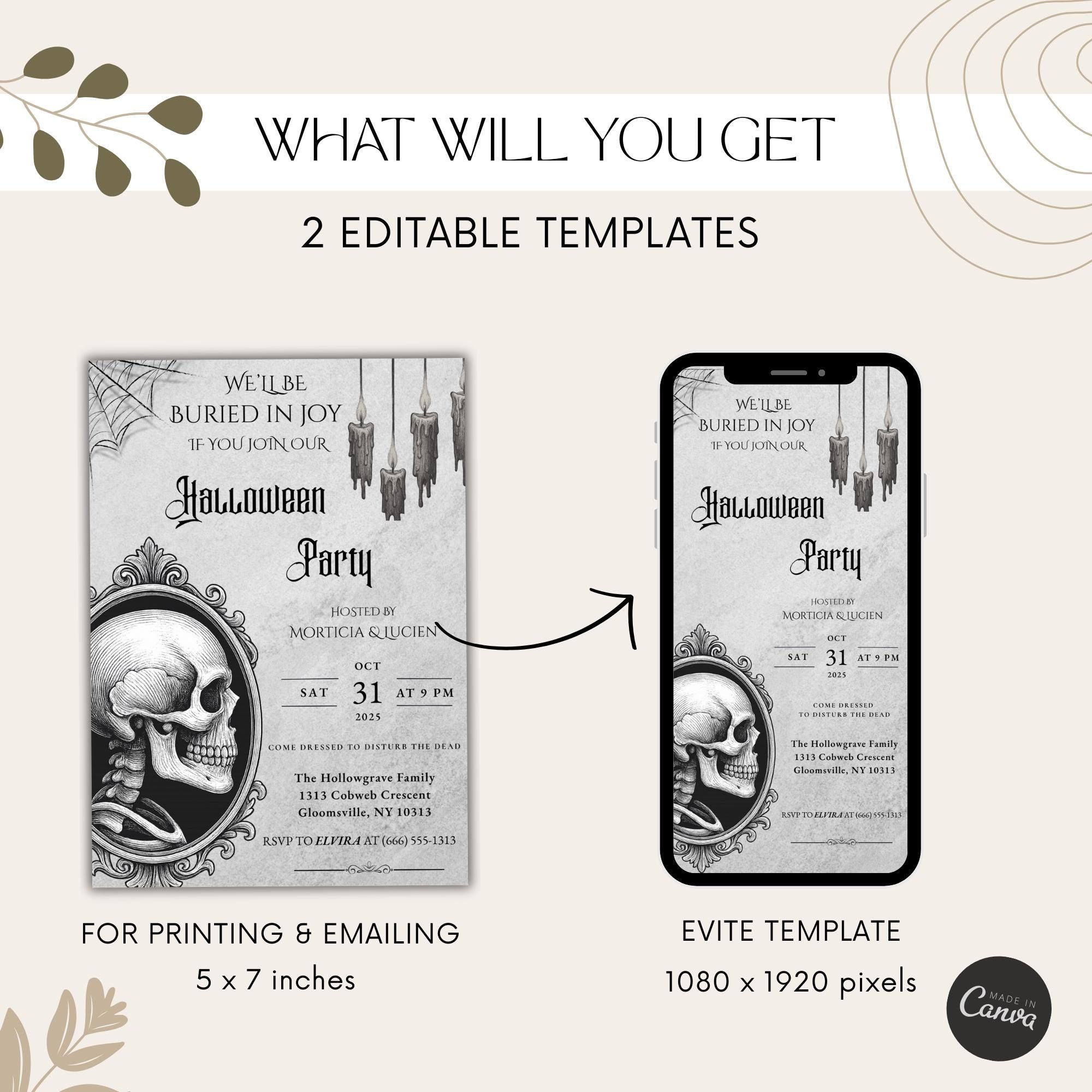 Gothic Skull Halloween Party Invitation