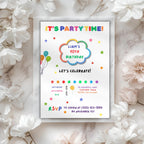 Rainbow Confetti Kids Birthday Invitation