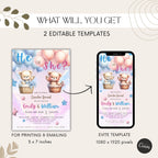 He or She Teddy Gender Reveal Invitation