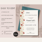 Elegant Wildflower Surprise Birthday Invitation