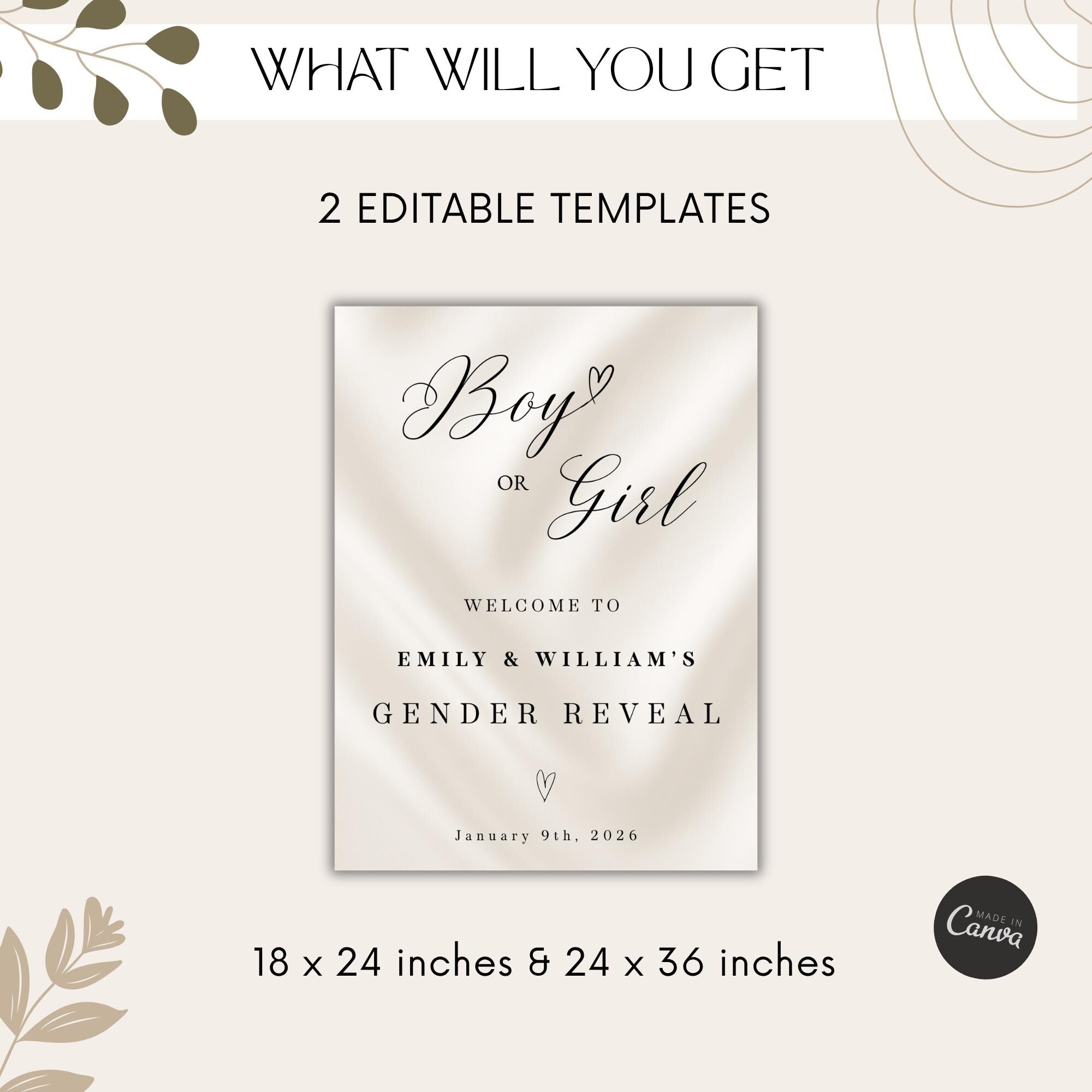 Elegant Gender Reveal Welcome Sign