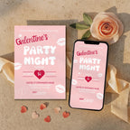 Pink Galentine's Party Night Invitation