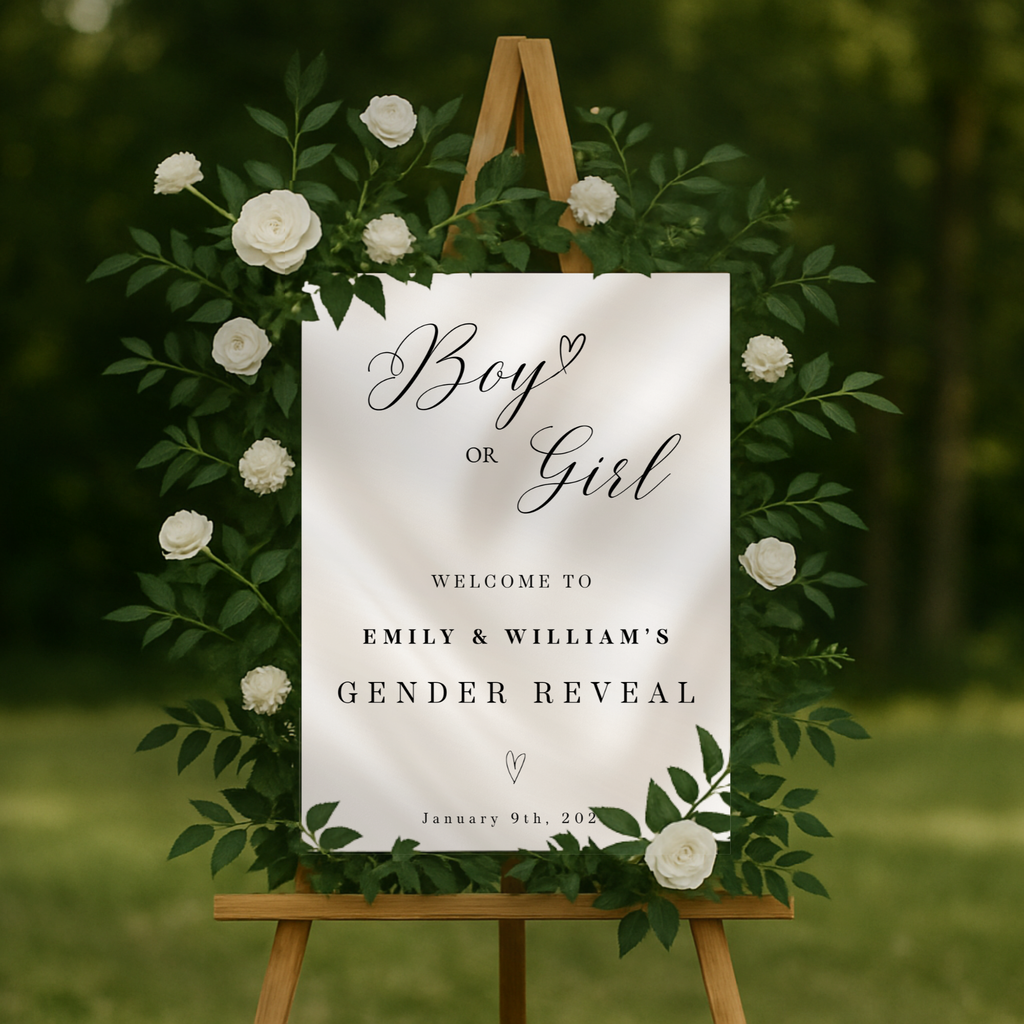 Elegant Gender Reveal Welcome Sign