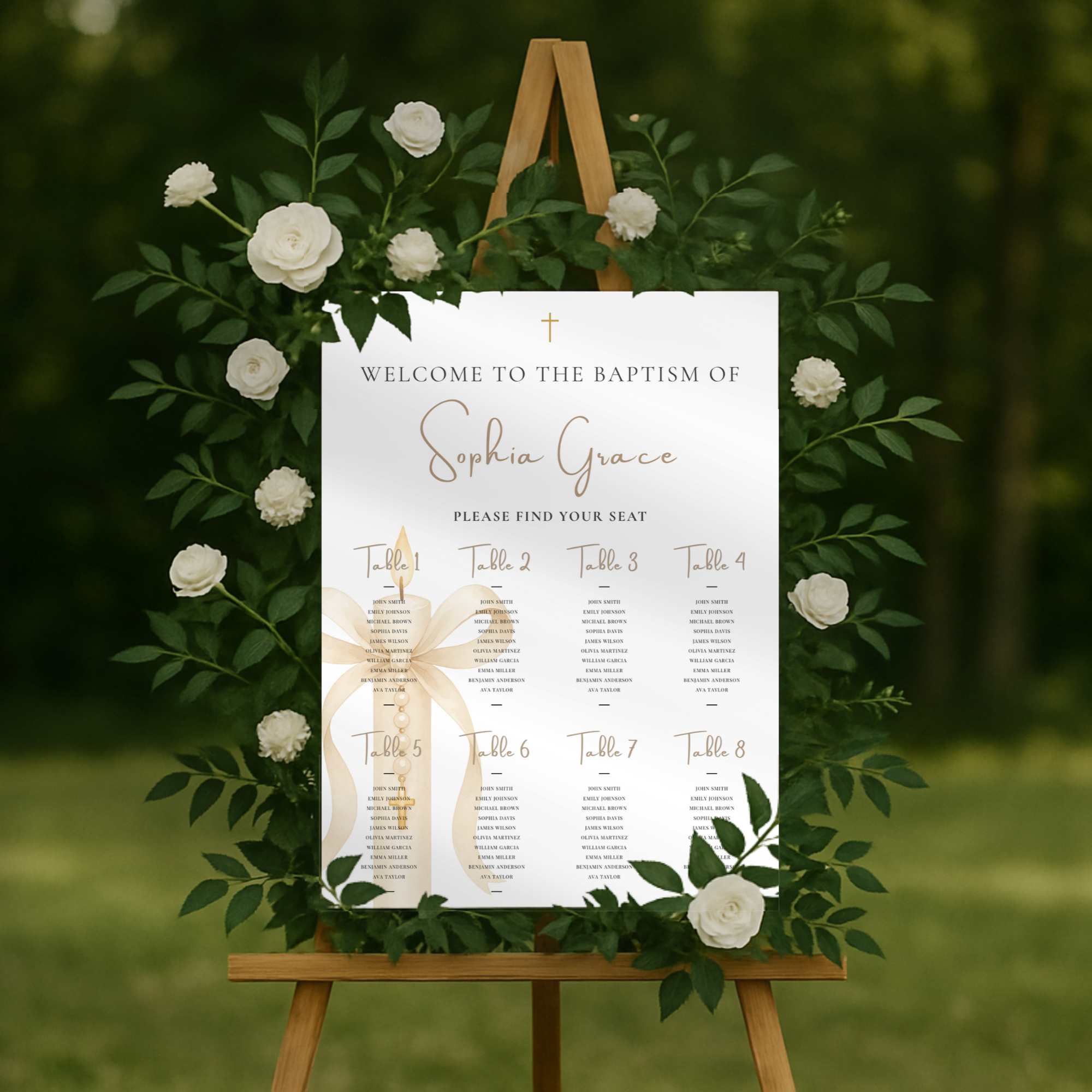 Gold Candle Baptism Seating Chart