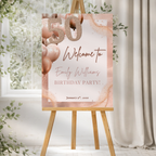 Rose Gold 50th Birthday Welcome Sign