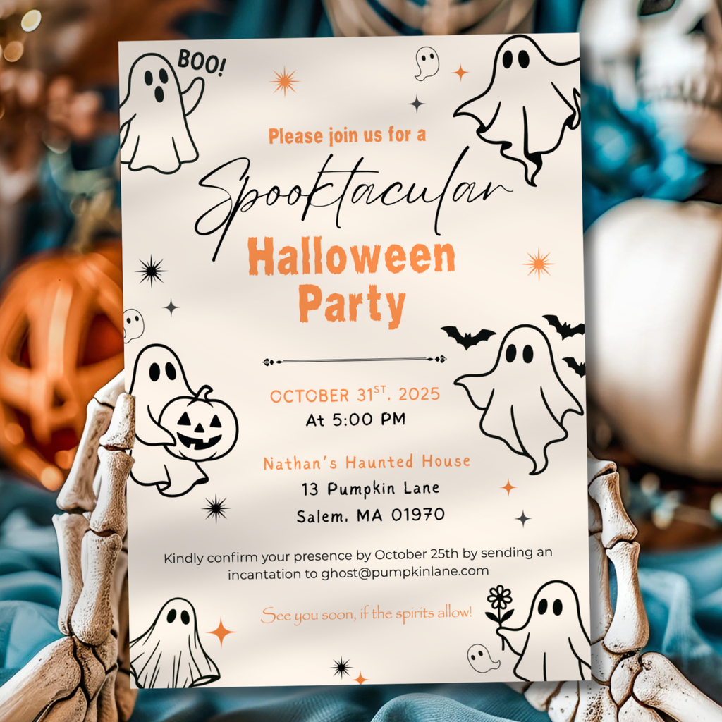 Cute Ghost Halloween Party Invitation