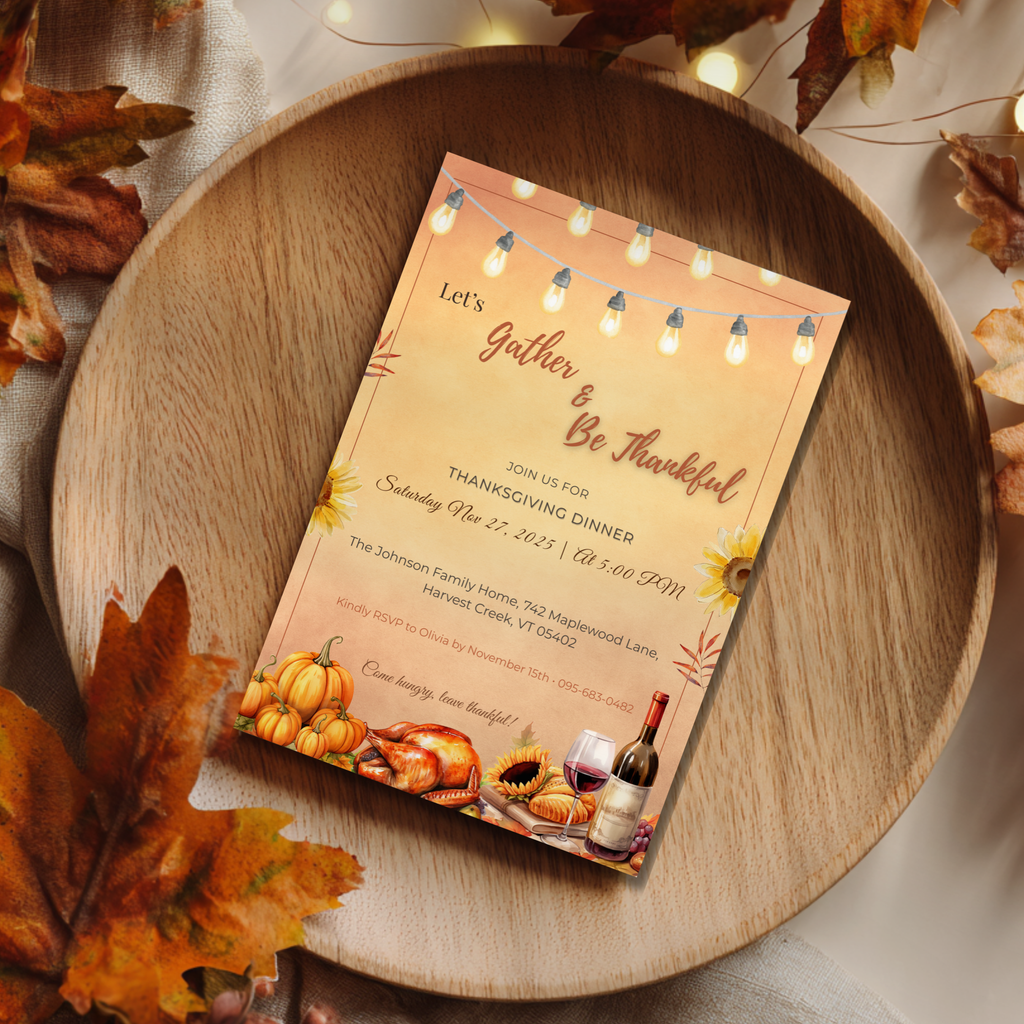 Rustic Thanksgiving Dinner Invitation