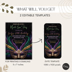 Mardi Gras Feather Mask Birthday Invitation