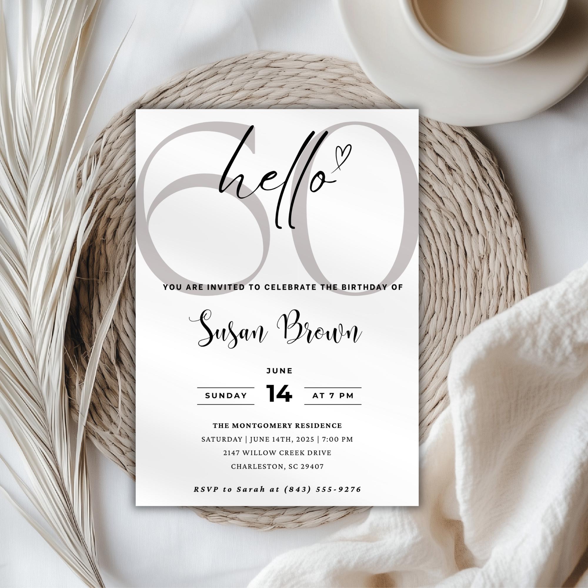 Minimal 60th Birthday Invitation