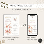 Blush Floral Dove Baptism Invitation
