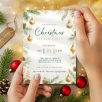 Elegant Christmas Ornaments Dinner Party Invitation