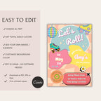 Retro Roller Skate Kids Birthday Invitation