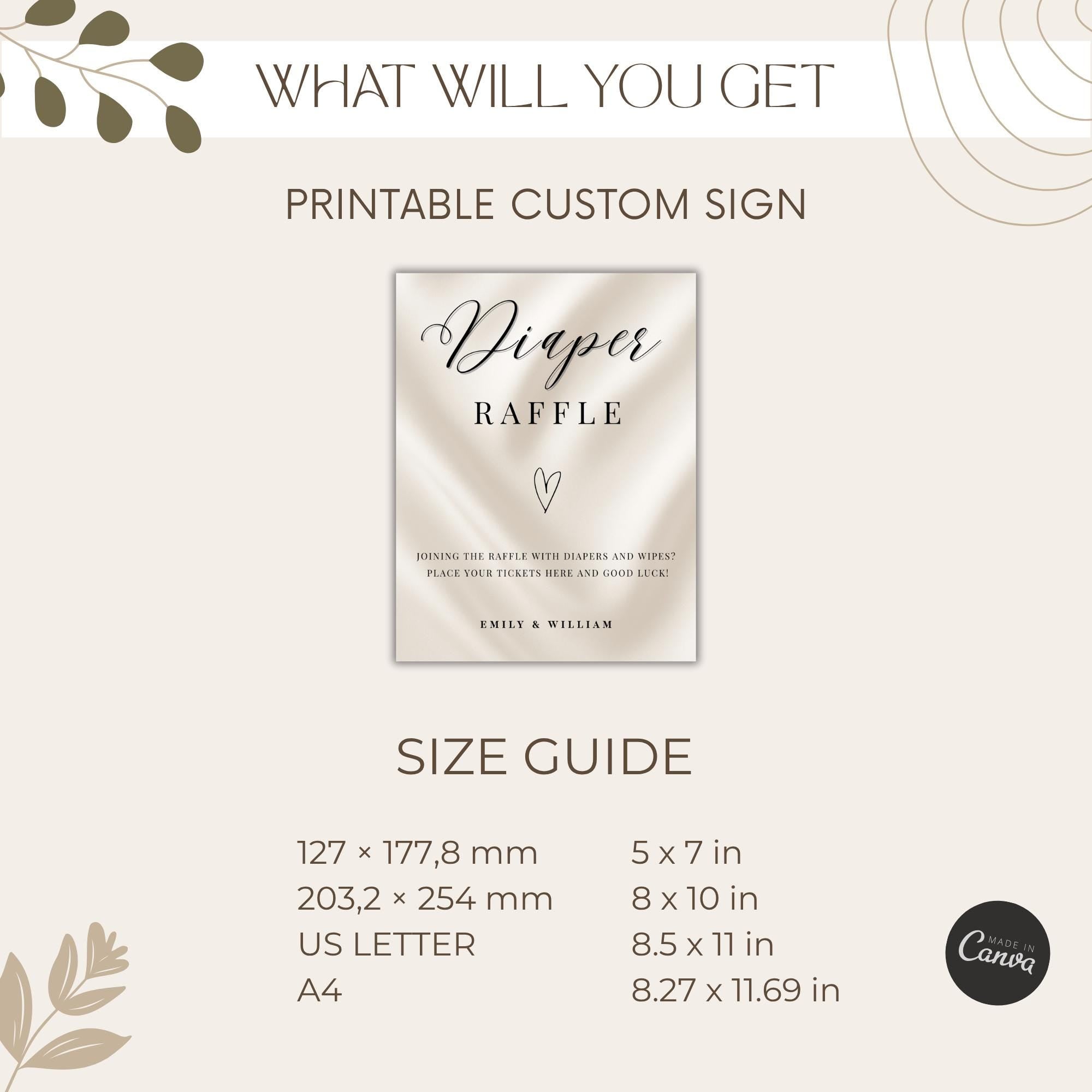 Elegant Gender Reveal Diaper Raffle Sign
