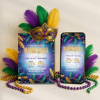 Colorful Mardi Gras Birthday Party Invitation