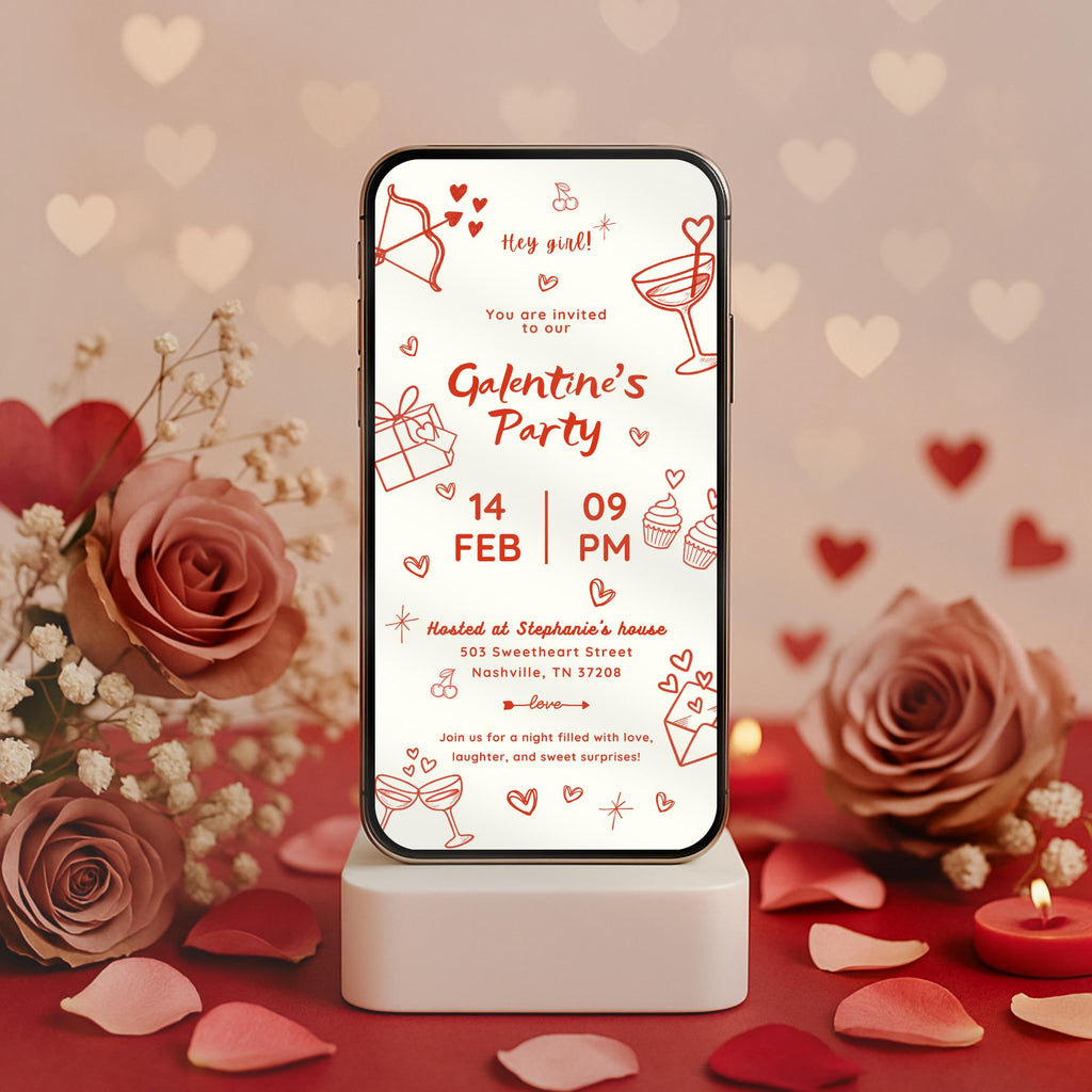 Handdrawn Galentines Party Invitation