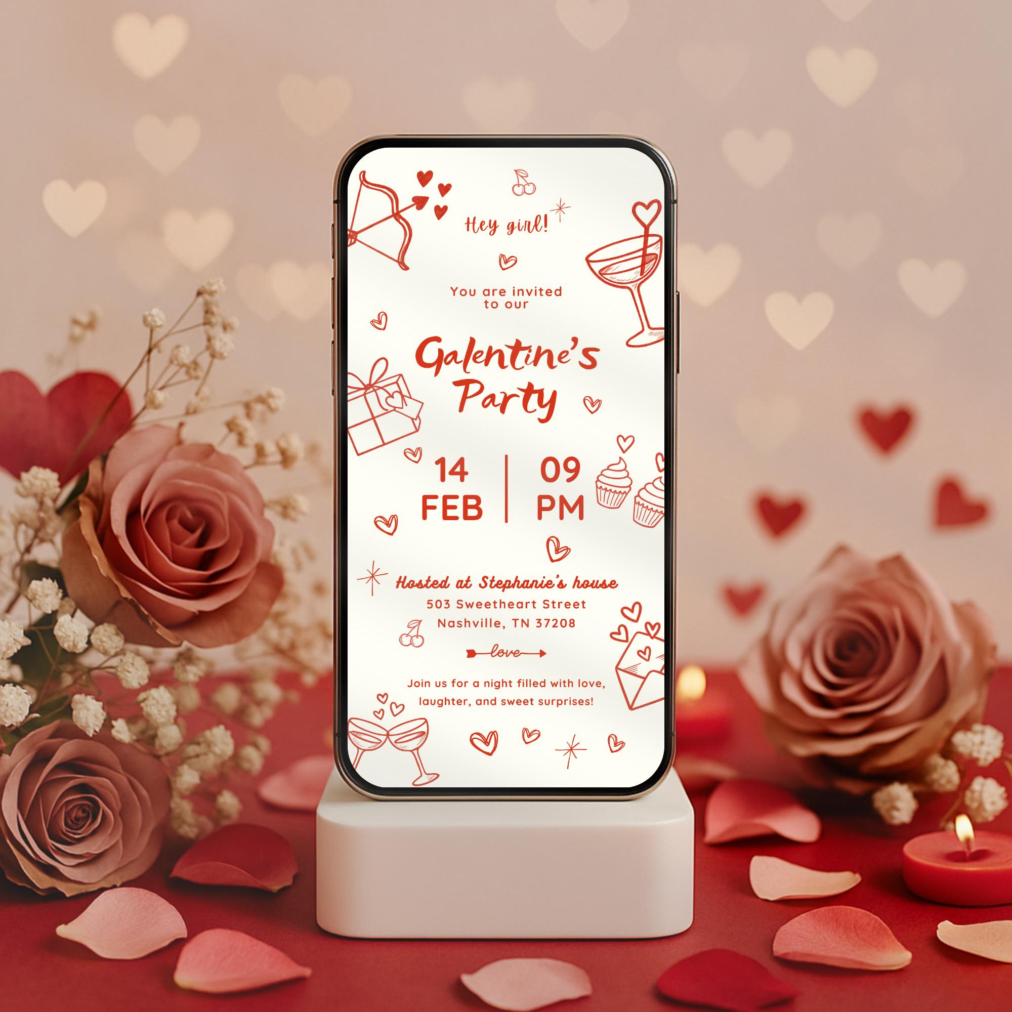 Handdrawn Galentines Party Invitation
