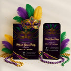 Mardi Gras Mask Birthday Party Invitation