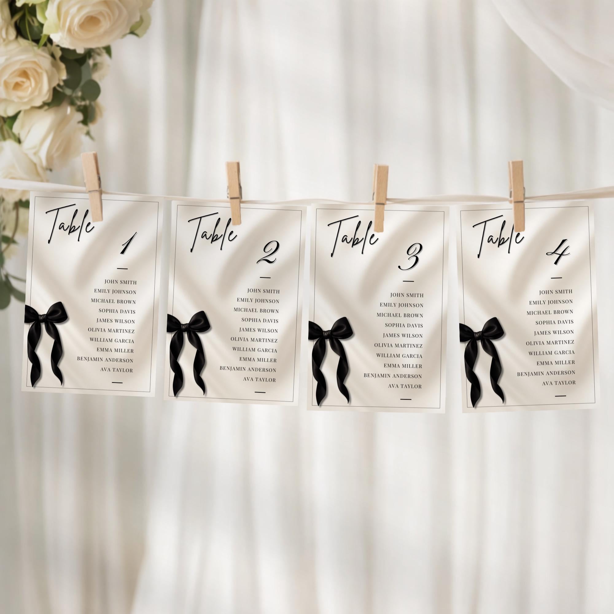 Black Bow Birthday Seating Chart