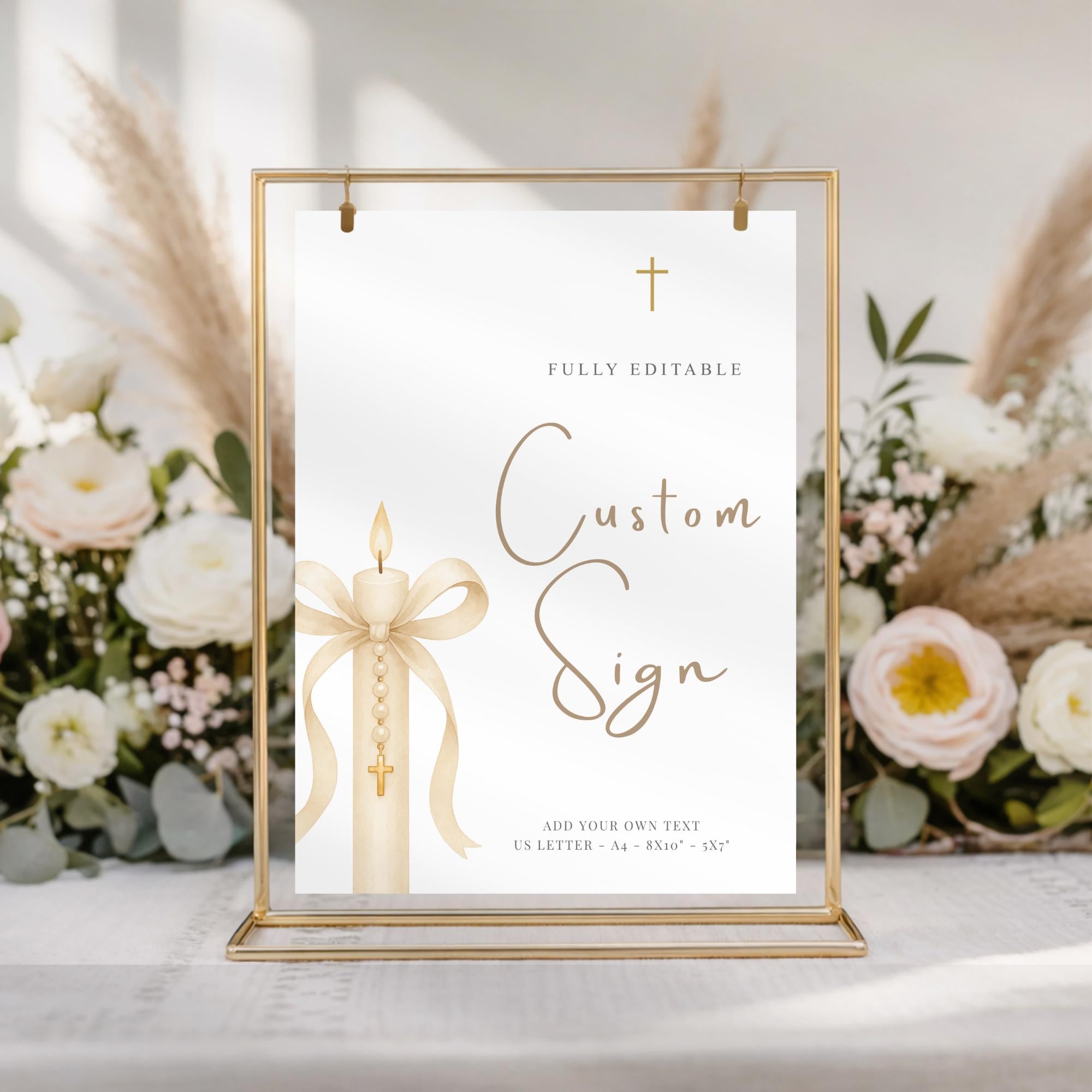 Gold Candle Baptism Custom Sign