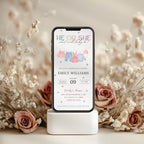 He or She Baby Clothes Gender Reveal Invitation