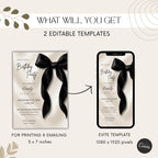 Black Bow Birthday Invitation