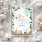 Watercolor Dinosaur Kids Birthday Invitation