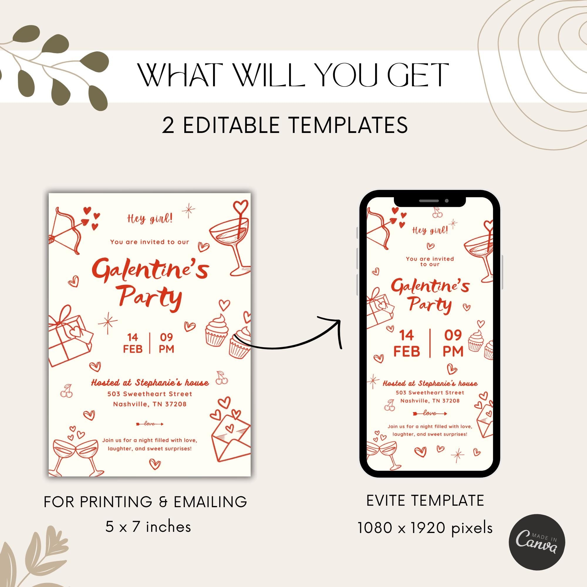 Handdrawn Galentines Party Invitation