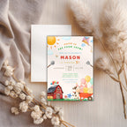 Watercolor Farm Animals Kids Birthday Invitation