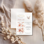 Blush Floral Dove Baptism Invitation