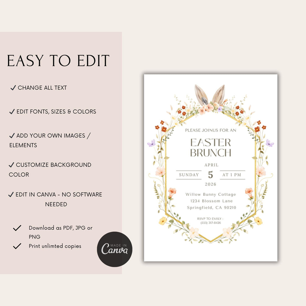 Floral Easter Brunch Invitation