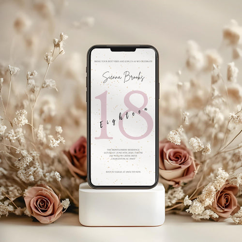 Blush Minimalist 18th Birthday Invitation
