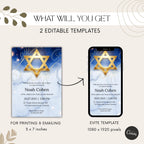 Gold Star of David Bar Mitzvah Invitation