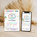 Rainbow Confetti Kids Birthday Invitation