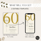 Elegant Gold Minimalist 60th Birthday Invitation