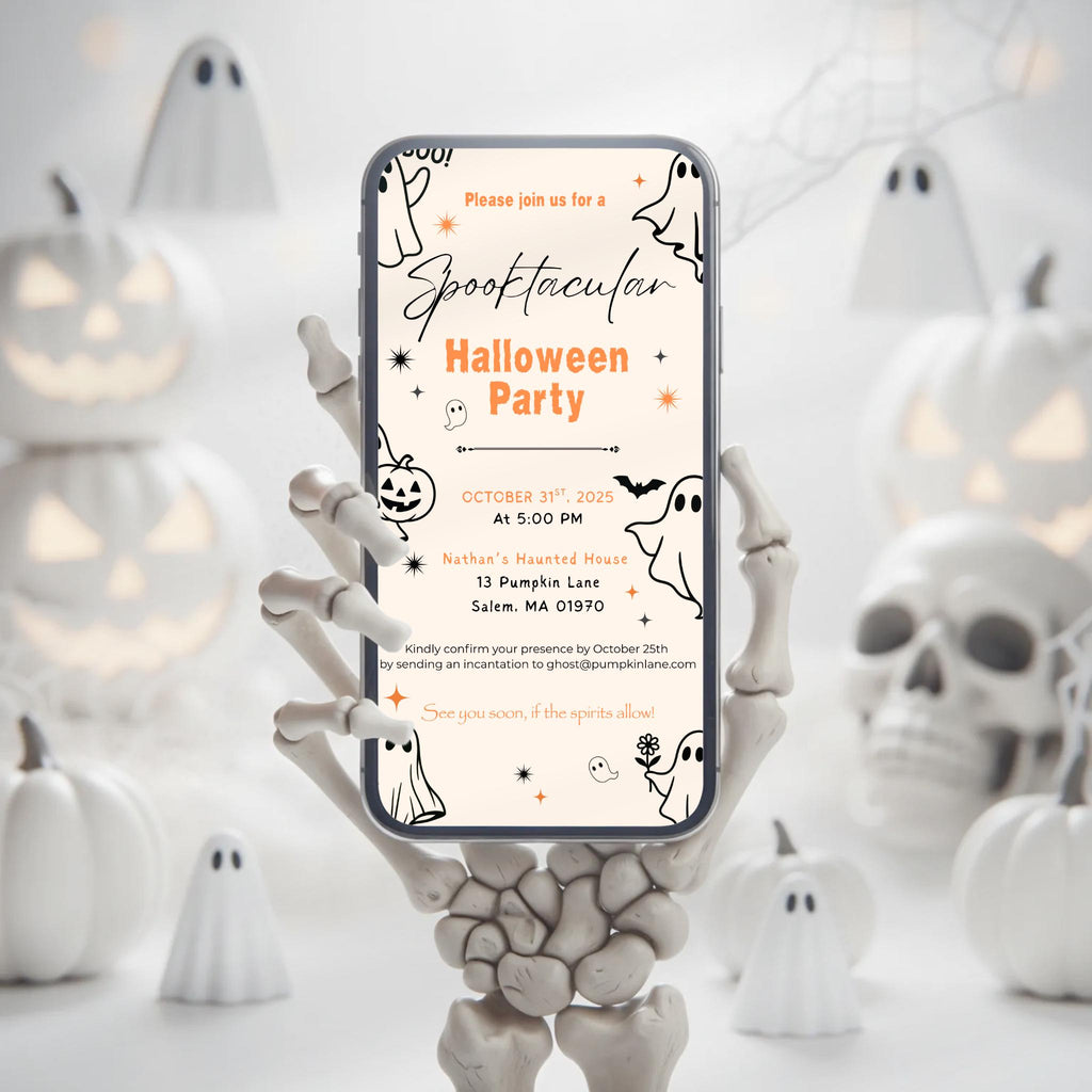 Cute Ghost Halloween Party Invitation