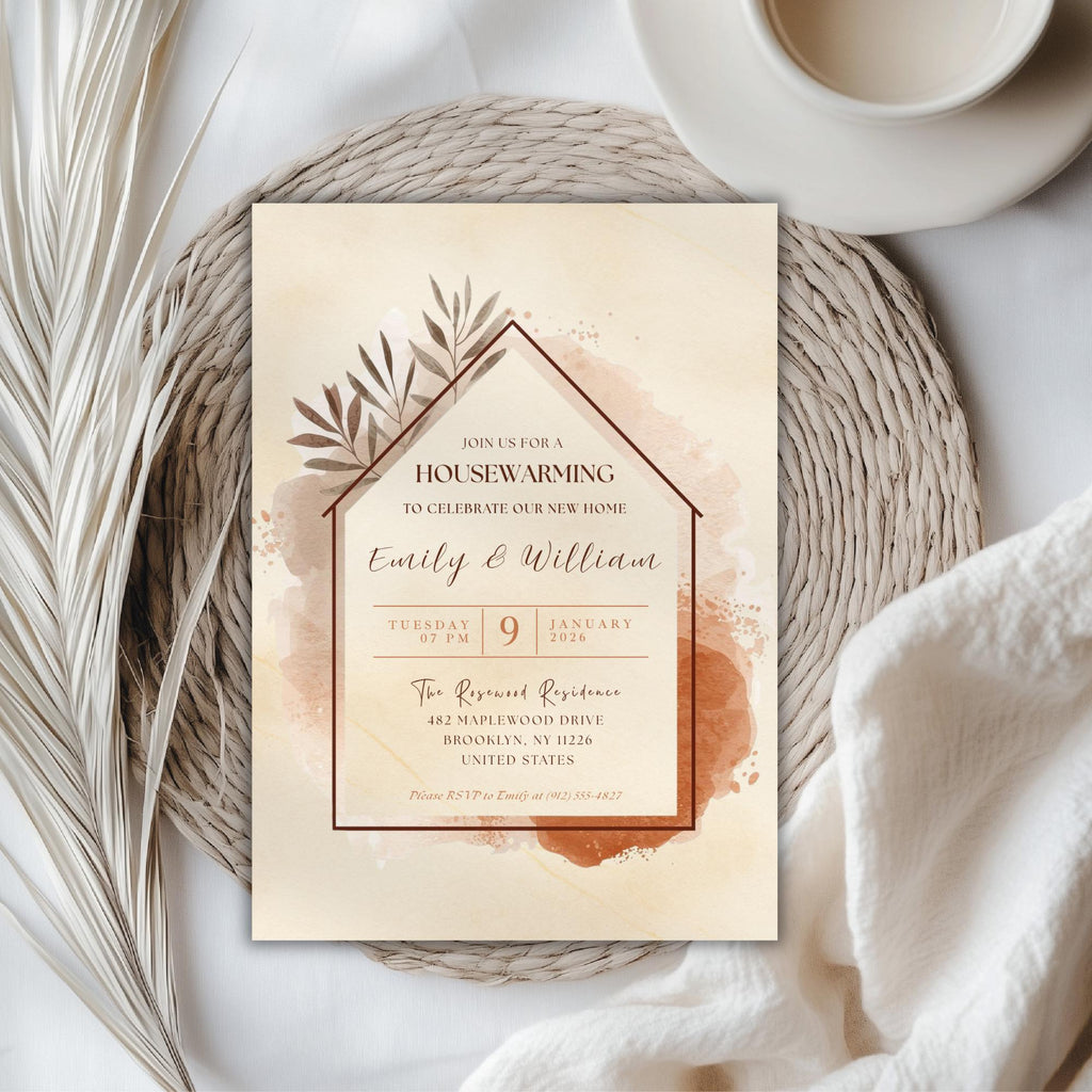 Watercolor Boho Housewarming Party Invitation