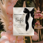 Black Bow Birthday Welcome Sign