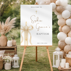Gold Candle Baptism Welcome Sign