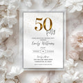 Minimal Gold Confetti 50th Birthday Invitation