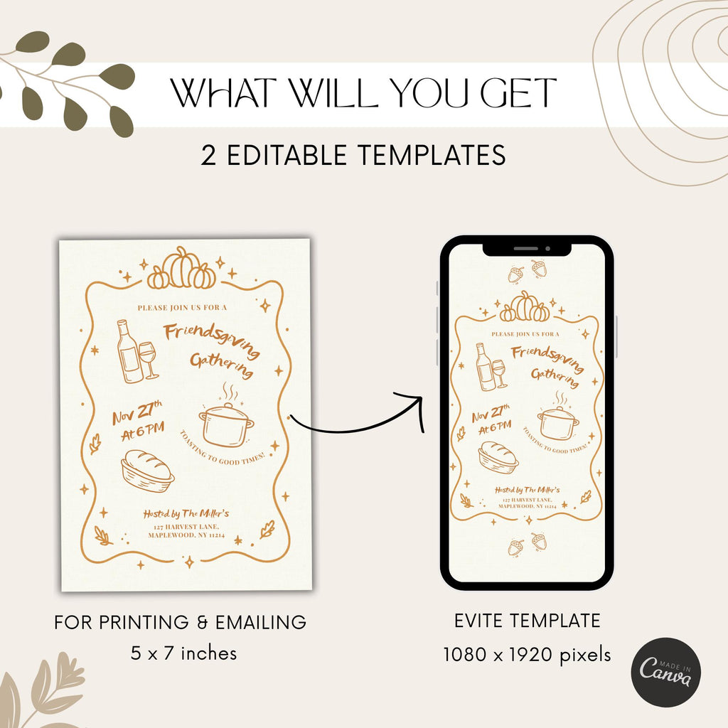 Handdrawn Friendsgiving Gathering Invitation