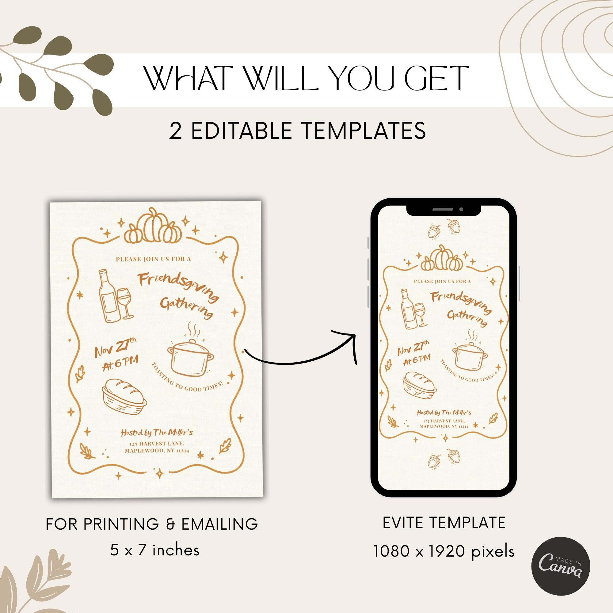 Handdrawn Friendsgiving Gathering Invitation