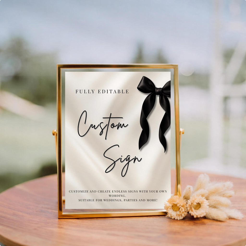 Black Bow Birthday Custom Sign