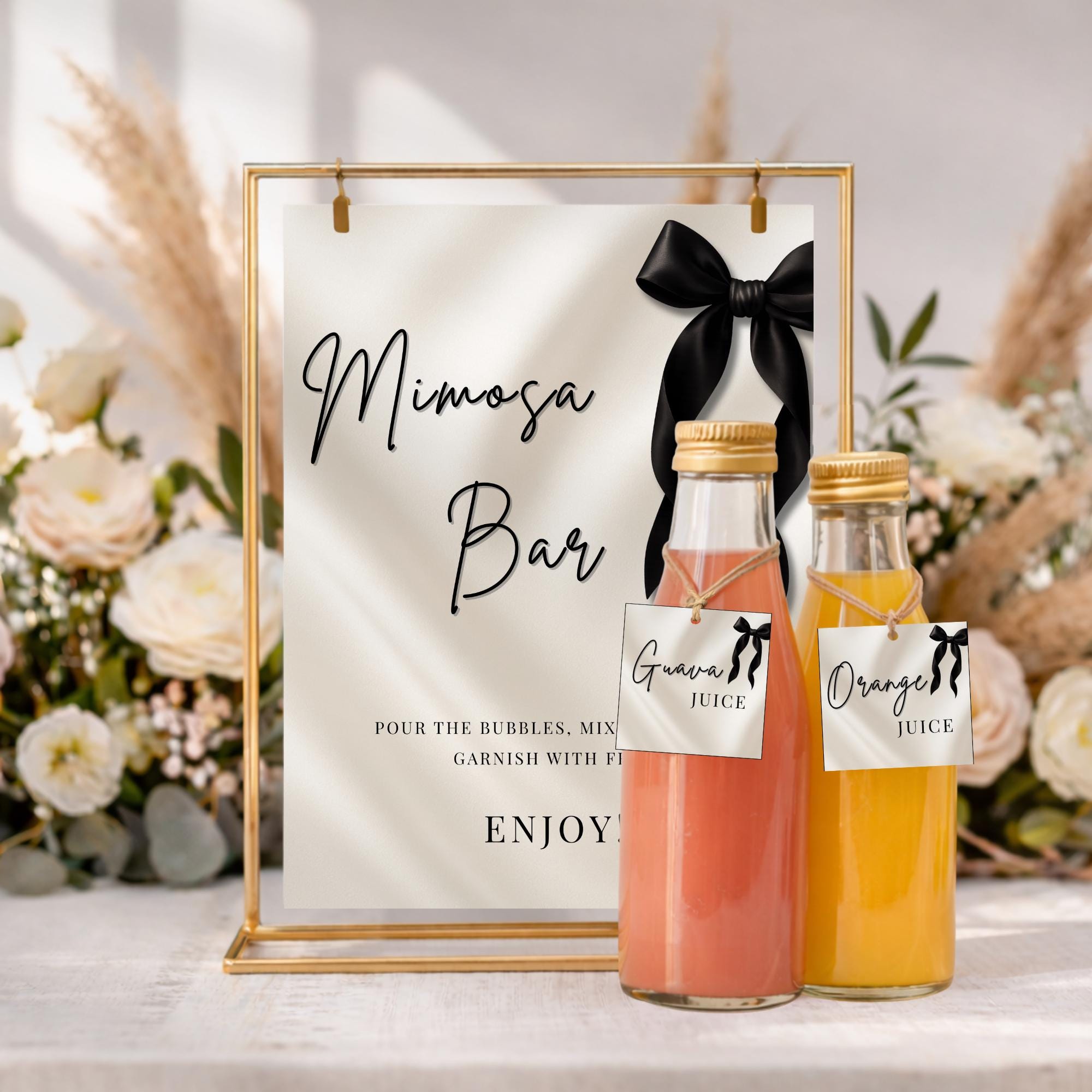 Black Bow Mimosa Bar Sign