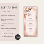 Rose Gold 50th Birthday Menu Card