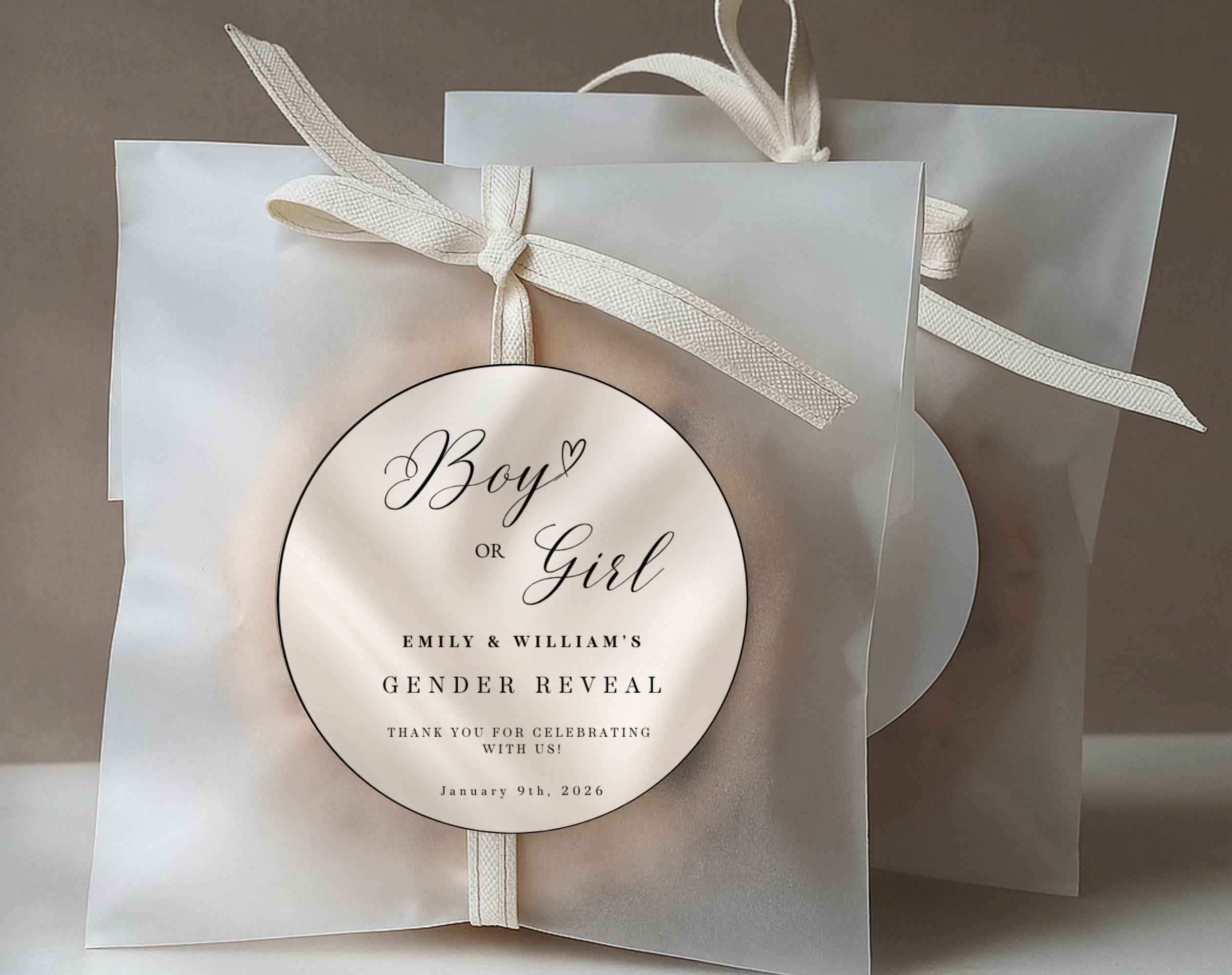 Elegant Gender Reveal Thank You Tags