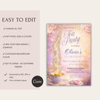 Magical Floral Tea Party Kids Birthday Invitation