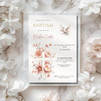 Blush Floral Dove Baptism Invitation