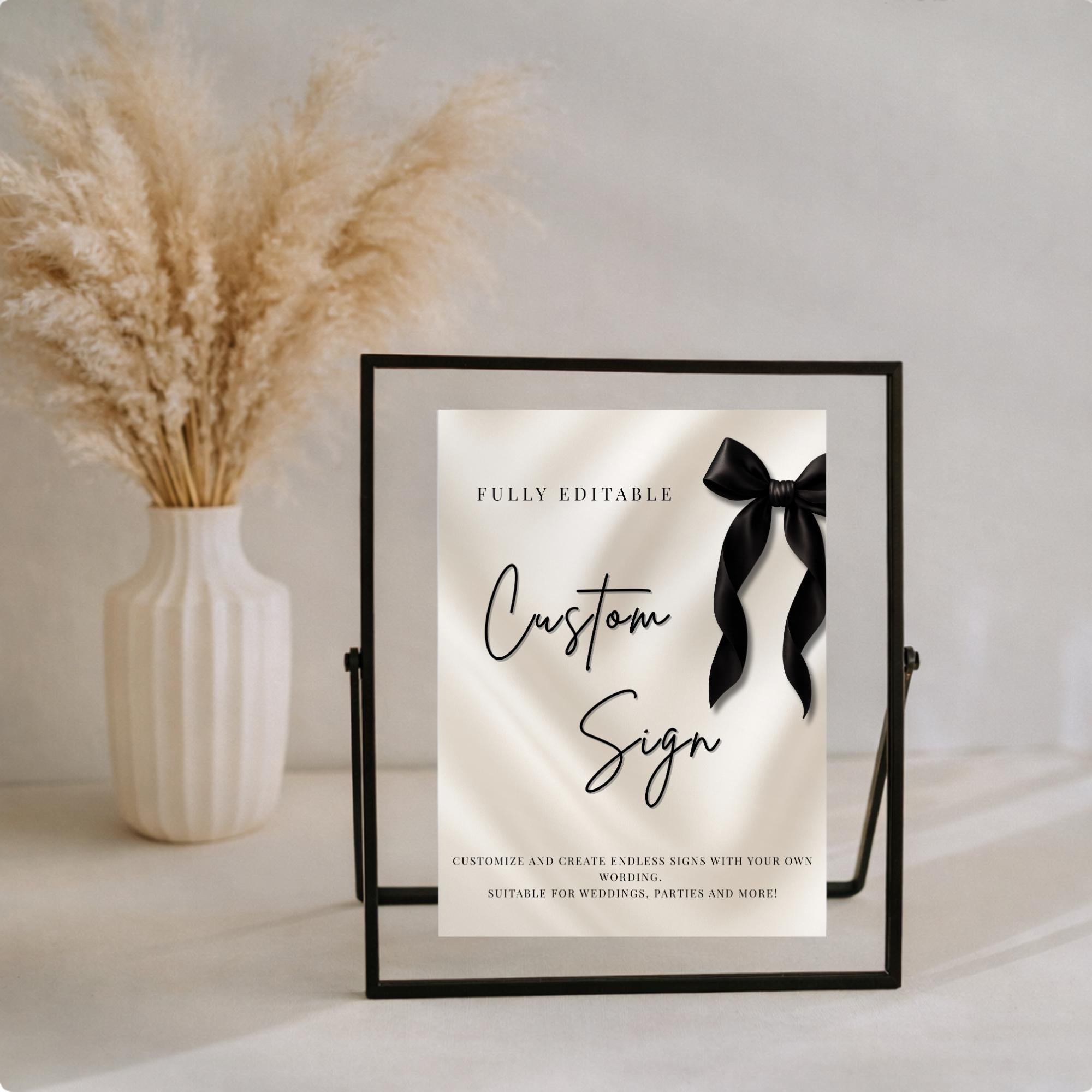 Black Bow Birthday Custom Sign