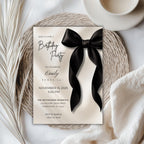 Black Bow Birthday Invitation