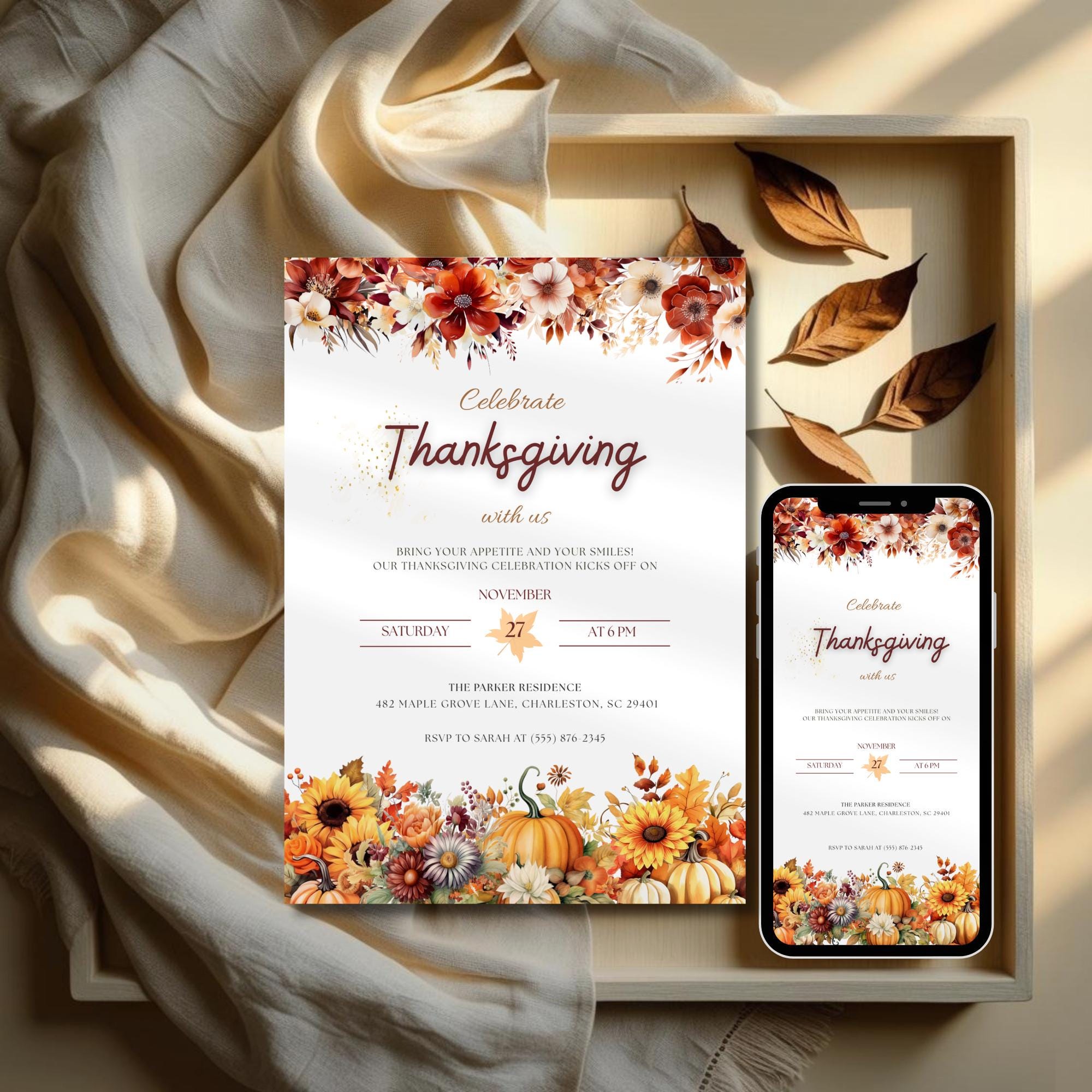 Autumn Thanksgiving Celebration Invitation